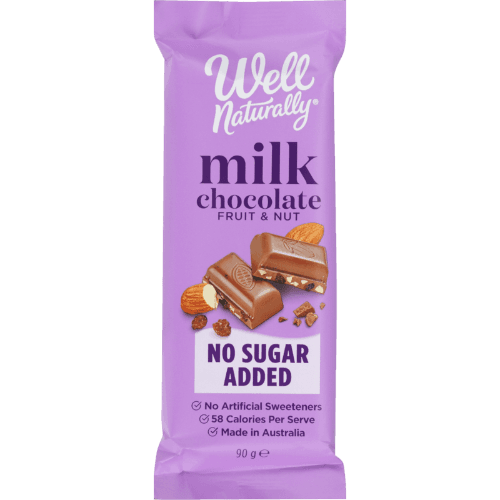 Well Naturally No Sugar Added Fruit & Nut Milk Chocolate Block
