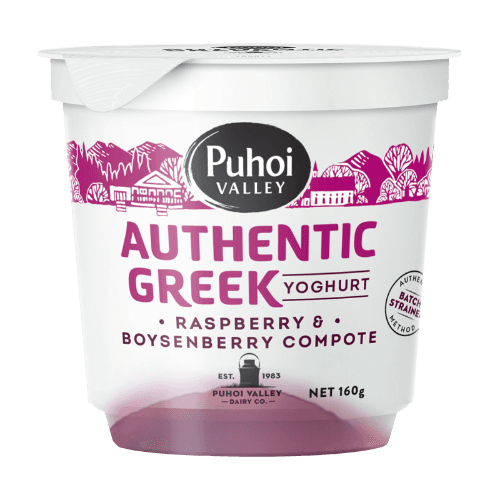 Puhoi Valley Raspberry & Boysenberry Compote Authentic Greek Yoghurt