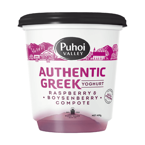 Puhoi Valley Raspberry & Boysenberry Compote Authentic Greek Yoghurt