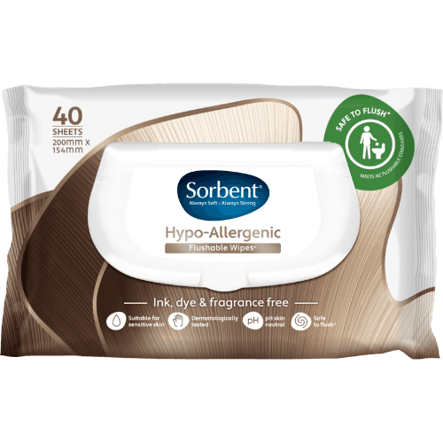Sorbent Hypo-Allergenic Flushable Wipes