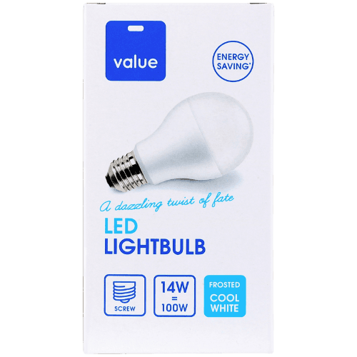Value Led 14W Frosted Cool White Screw Bulb