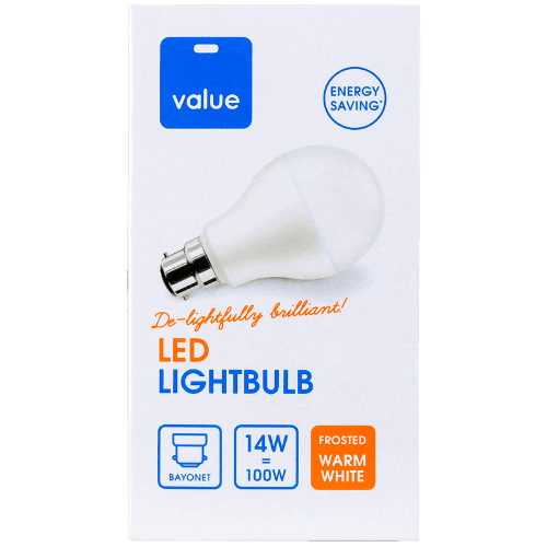 Value Led 14W Frosted Warm White Bayonet Bulb
