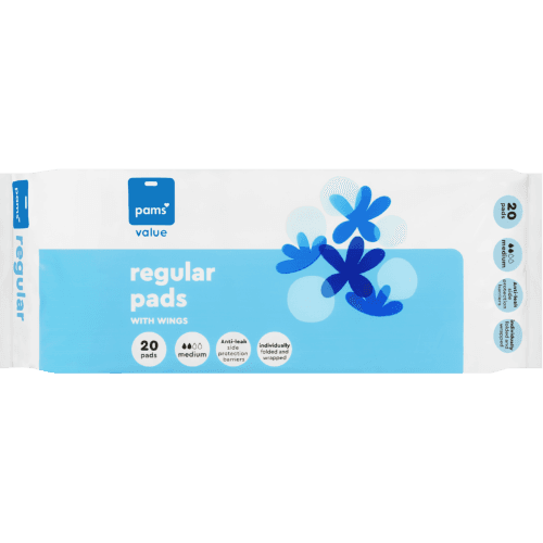 Pams Value Regular Pads With Wings