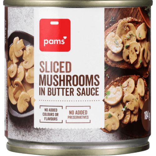 Pams Sliced Mushrooms In Butter Sauce 184 g