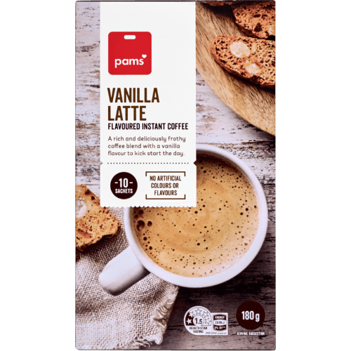 Pams Coffee Instant Sachets Vanilla Latte 10 × 180 g