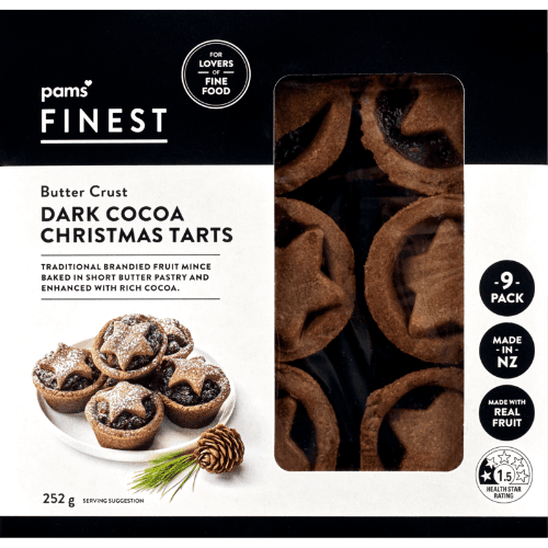 Pams Finest Butter Crust Dark Cocoa Christmas Tarts 252 g