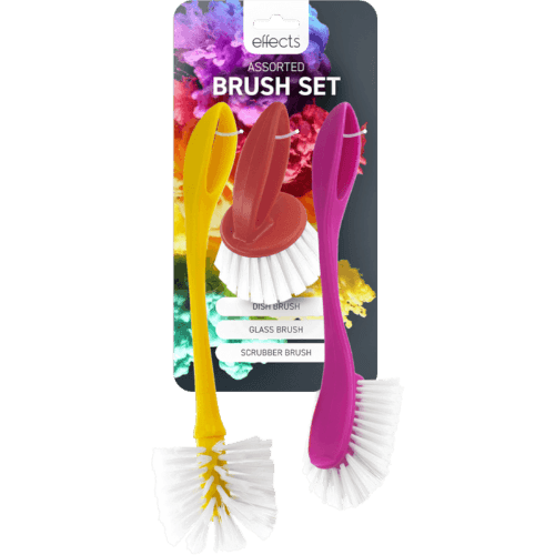 Effects Assorted Dish Brush Set 3 pack