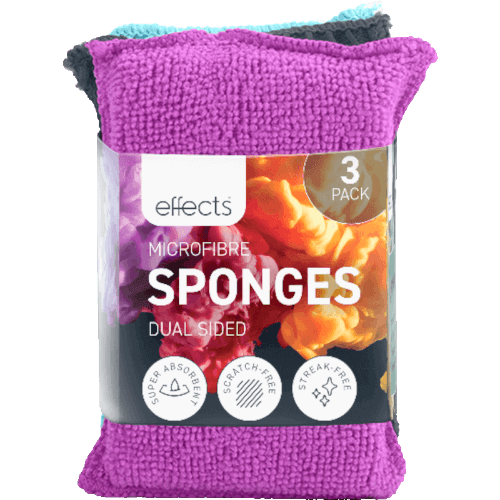 Effects Dual-Sided Microfibre Kitchen Sponge 3 pack