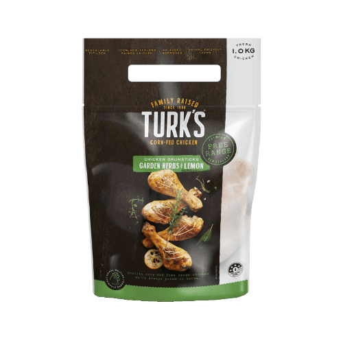Turk's Free Range Garden Herb & Lemon Chicken Drumsticks 1 kg
