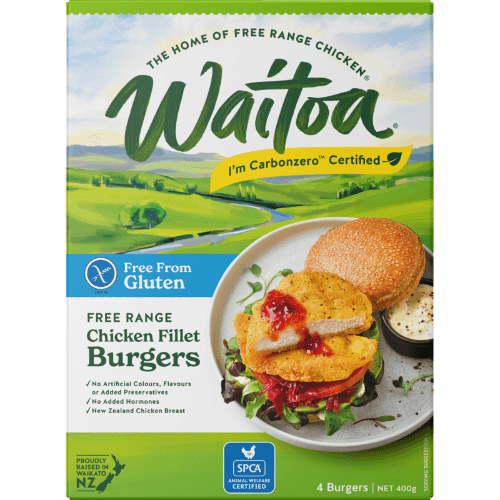 Waitoa Gluten Free Premium Chicken Fillet Burgers