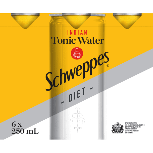 Schweppes Diet Indian Tonic Water Soft Drink Cans