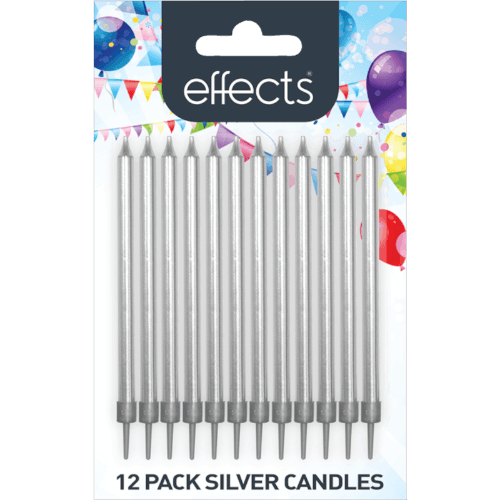 Effects Silver Candles 10cm 12 pack