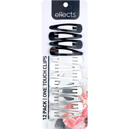 Effects One Touch Black & Silver Clips 12 pack