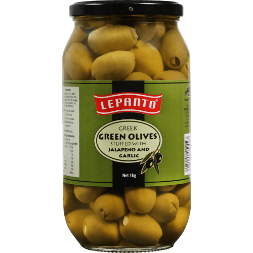 Lepanto Greek Green Olives Stuffed With Jalapeno And Garlic