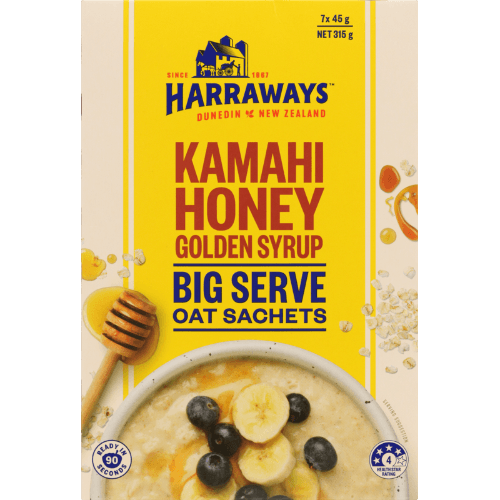 Harraways Kamahi Honey & Golden Syrup Big Serve Oat Sachets