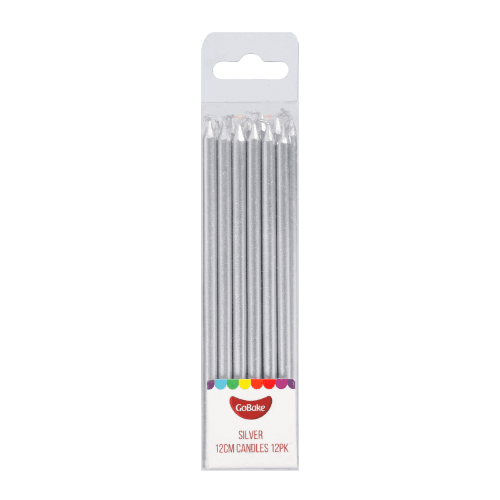 GoBake Silver Candles 12cm