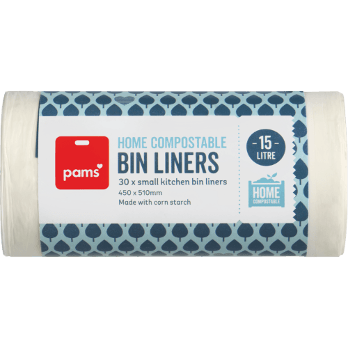 Pams Home Compostable Small Kitchen Bin Liners 450 X 510mm