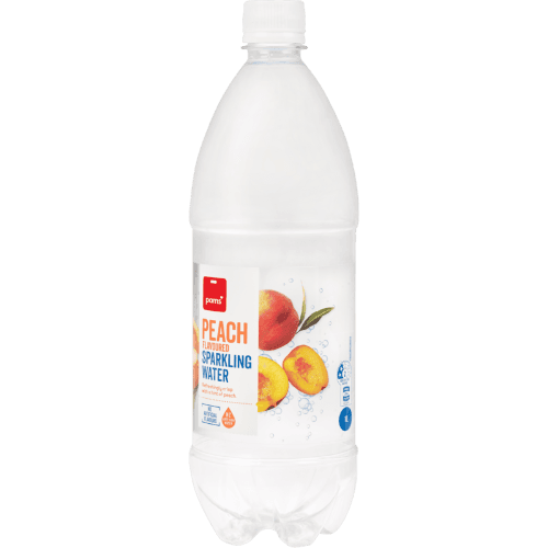 Pams Peach Flavoured Sparkling Water 1 L