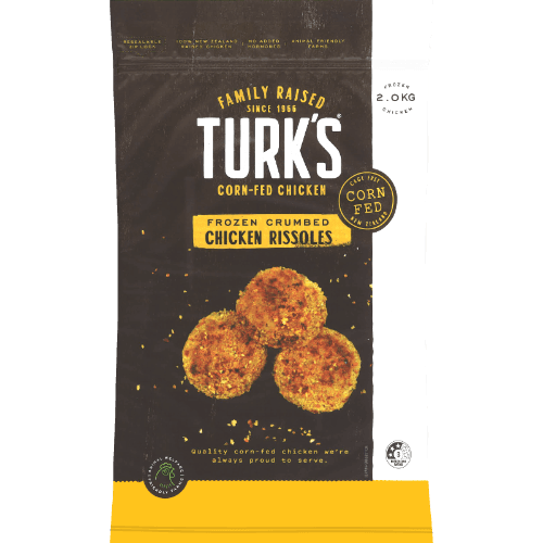Turk's Frozen Crumbed Chicken Rissoles 2 kg