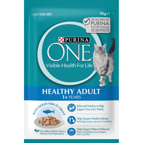 Purina One Healthy Adult Wet Cat Food Ocean Fish In Gravy 70 g