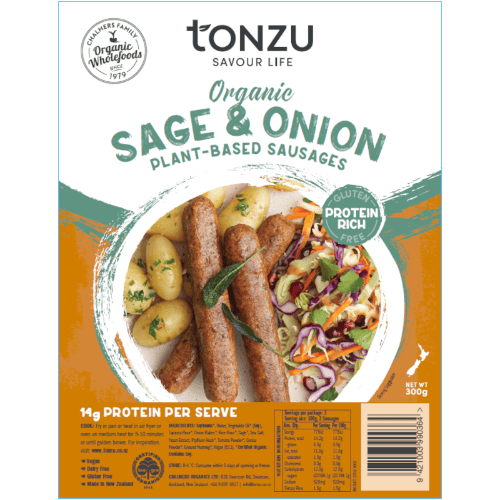 Tonzu Organic Sage & Onion Plant-Based Sausages