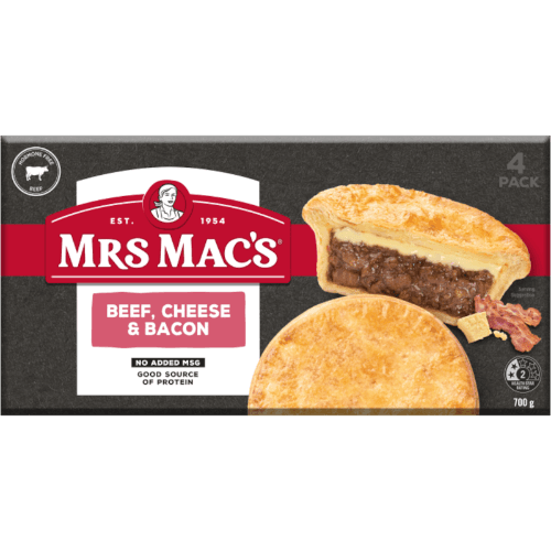 Mrs Mac's Beef, Cheese & Bacon Pies