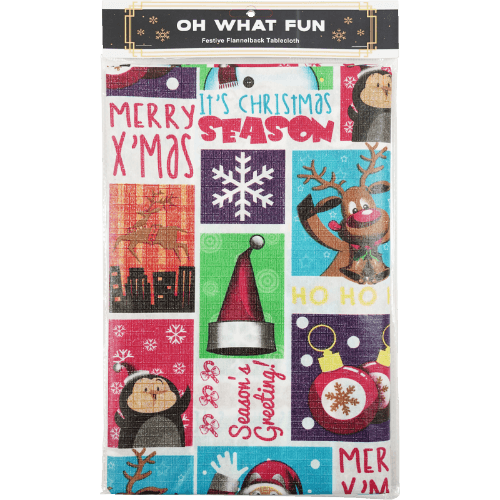 Korbond Oh What Fun Festive Flannelback Tablecloth