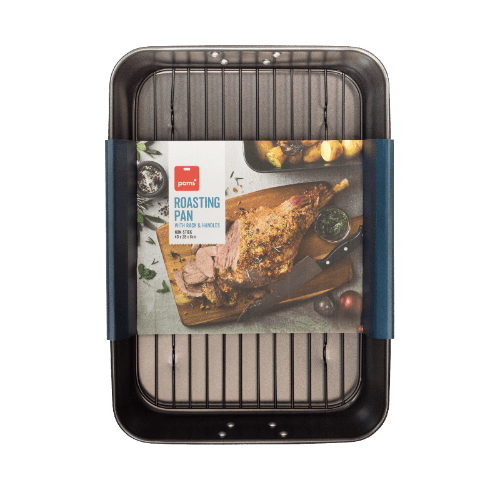Pams Non Stick Roasting Pan With Rack & Handles 40 x 28cm