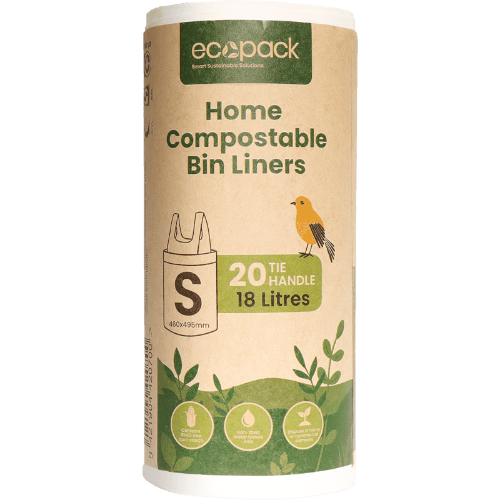 Ecopack Home Compostable Tie Handle Bin Liners Small 18L