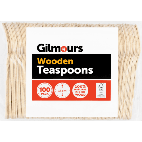 Gilmours Disposable Teaspoons Wooden 100 pack