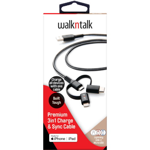 Walkn Talk Premium 3in1 Charge & Sync Cable
