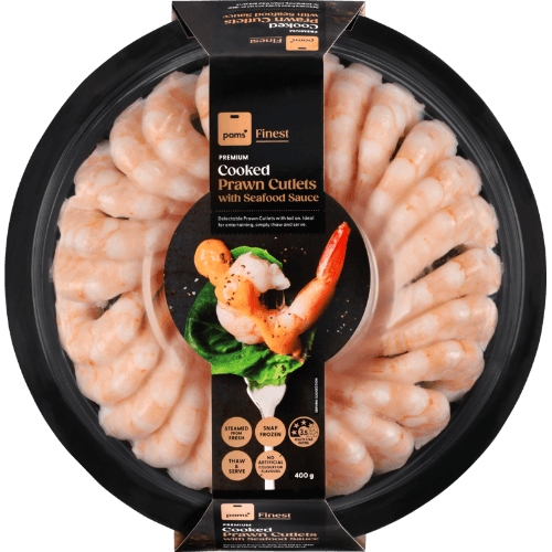 Pams Finest Premium Cooked Prawn Cutlets With Seafood Sauce
