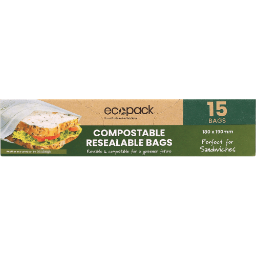 Ecopack Resealable Bag Compostable 180 x 190mm