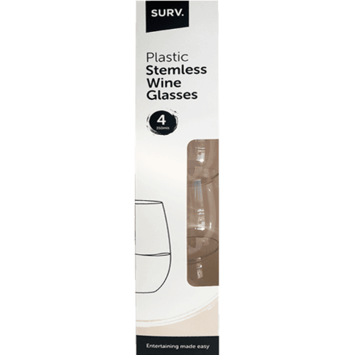 Surv Plastic Stemless Wine Glasses