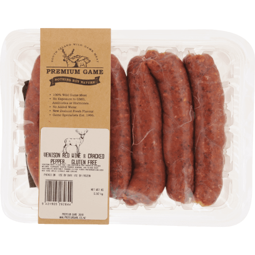 Premium Game Ltd Venison Red Wine & Cracked Pepper Sausages