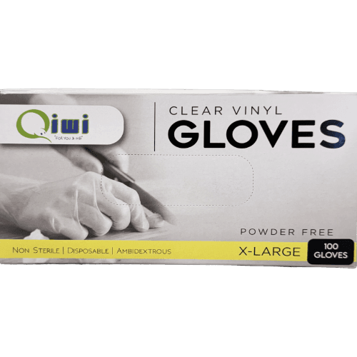 Qiwi Vinyl Clear Powder Free Gloves X-Large 100 pack