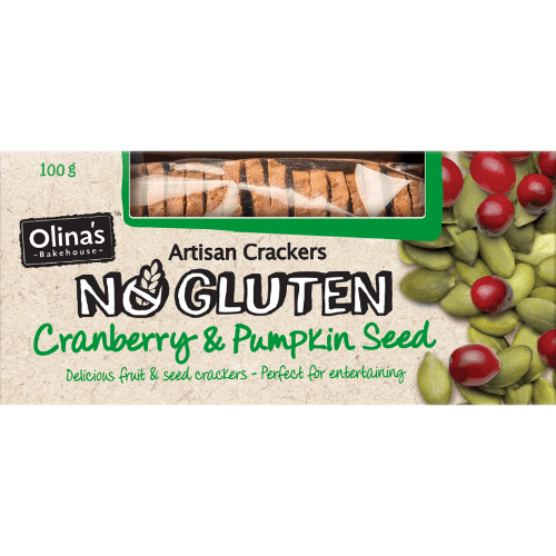 Olina's Bakehouse No Gluten Cranberry & Pumpkin Seed Artisan Crackers