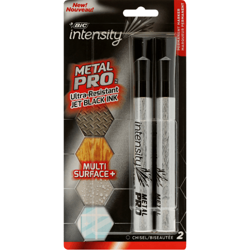 Bic Intensity Metal Pro Chizel Black Permanent Marker 2 pack