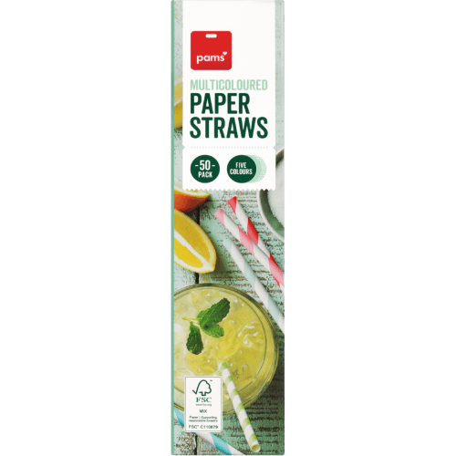 Pams Multicoloured Paper Straws