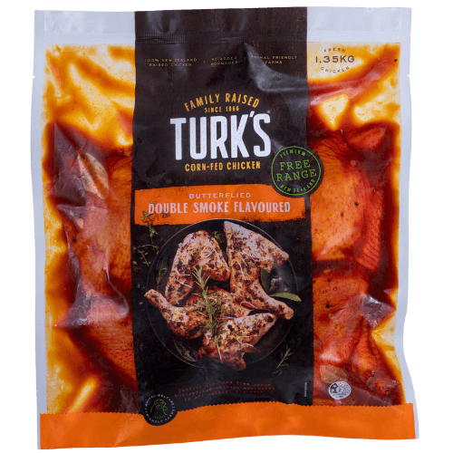Turk's Free Range Double Smoke Flavoured Butterfly Chicken 1.35 kg
