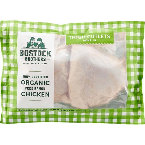 Bostock Brothers 100% Certified Organic Free Range Chicken Thigh Cutlets Bone In per kg