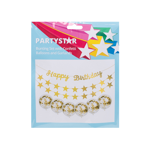 Korbond Partystar Bunting Set With Confetti Balloons And Garlands