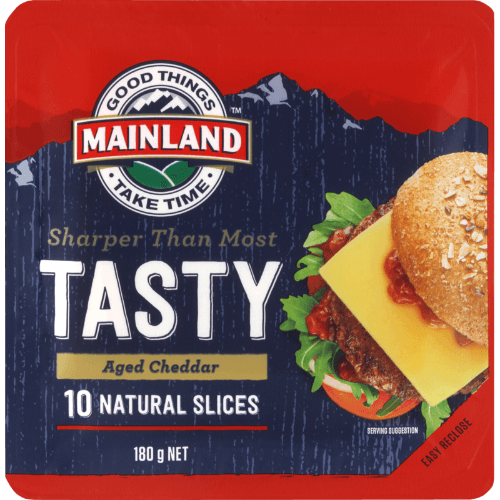 Mainland Tasty Aged Cheddar Natural Cheese Slices