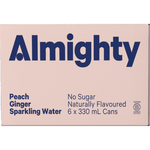 Almighty No Sugar Peach Ginger Sparkling Water