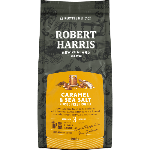 Robert Harris Caramel & Sea Salt Strength 3 Medium Infused Fresh Coffee 200 g