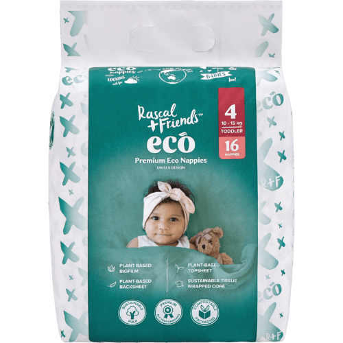 Rascal and Friends Premium Eco Nappies Unisex 10-15 kg Toddler 16 pack