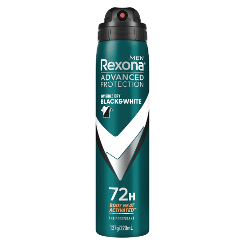 Rexona Men Advanced Protection Invisible Dry Black & White 72Hr Antiperspirant Deodorant 220 mL