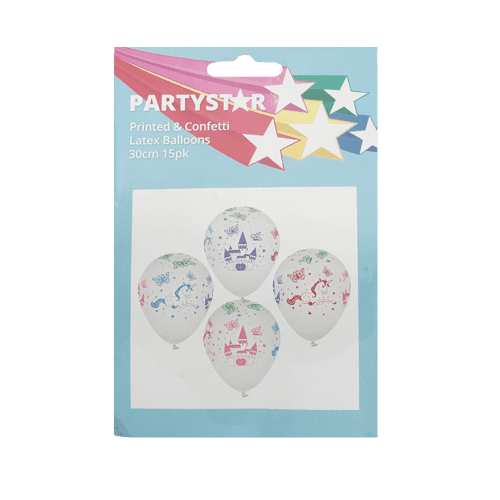 Korbond Partystar Printed & Confetti Latex Balloons