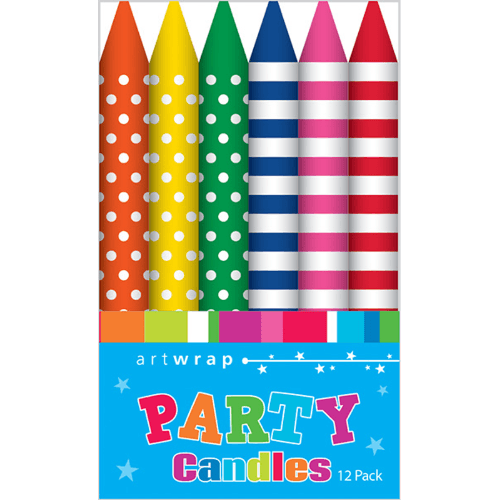 Artwrap Small Bright Party Candles 8cm 12 pack