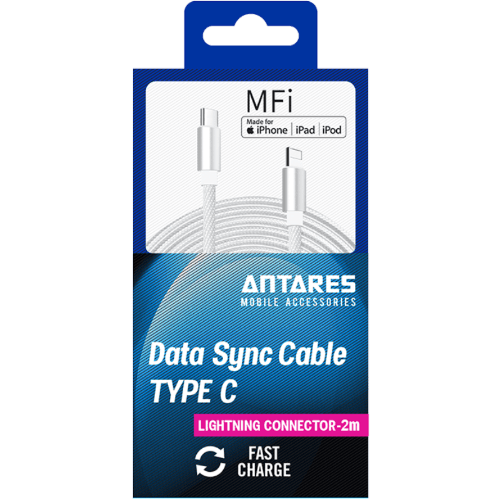Antares Lightning Connector Type C 2m Data Sync Cable